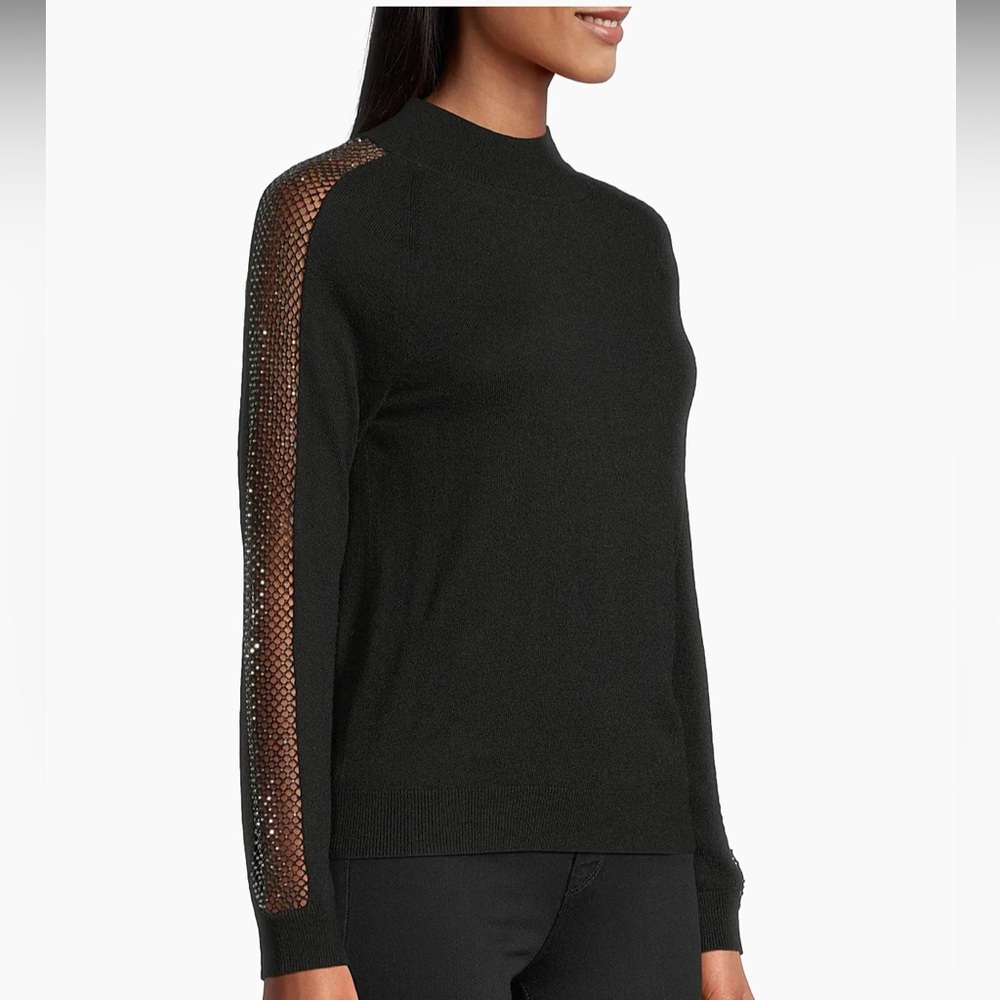 Milly Crystal-Embellished Wool-Blend Sweater in Black